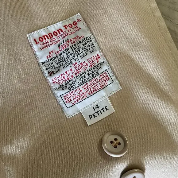 Trench Coat vintage London fog with zipper lined insert woman’s 14 petite - Picture 4 of 7
